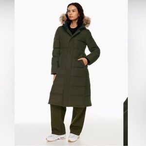‼️NEW Aritzia TNA Powder Parka Long Dark Olive Down Coat Jacket